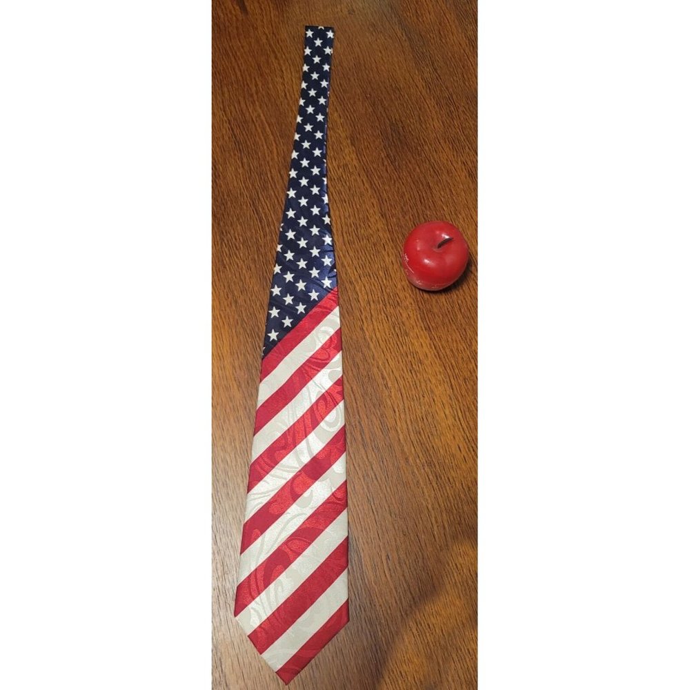 Roberto American Flag Patriotic Pattern Men's Tie Abstract Watermark